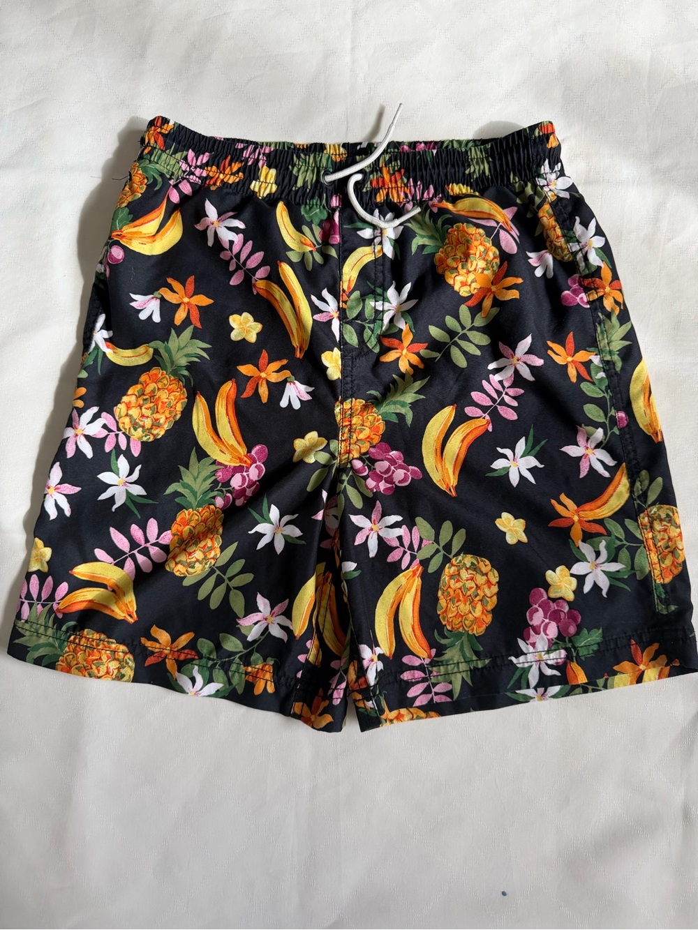 Old Navy Boys Banana Tropical Swim Trunks XXL (18) Yellow/Black Drawstring